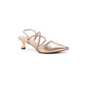 Sapato Bebecê Scarpin Slingback Salto Medio Feminino Taça T3814-331 Ouro