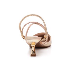Sapato Bebecê Scarpin Slingback Salto Medio Feminino Taça T3814-331 Ouro
