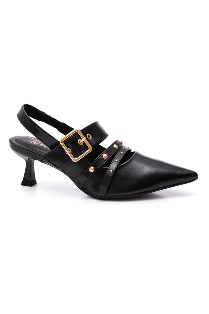 Sapato Bebecê Slingback Salto Taça Feminino Scarpin T3814-330 Preto
