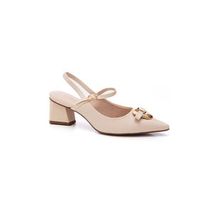 Sapato Bebecê Slingback Salto Médio Feminino Scarpin T3838-538 Off-White