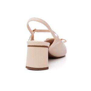 Sapato Bebecê Slingback Salto Médio Feminino Scarpin T3838-538 Off-White