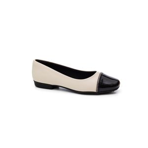 Sapatilha Piccadilly Rasteira Feminina Napa/Verniz 250244 Off-White