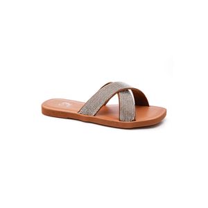 Chinelo Chá De Mel Rasteira Feminina Strass Lc9005 Off-White