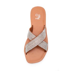 Chinelo Chá De Mel Rasteira Feminina Strass Lc9005 Off-White