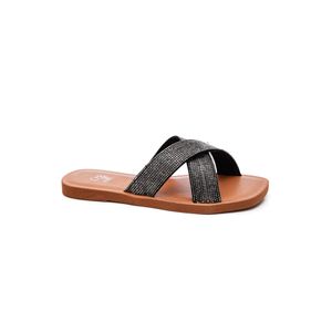 Chinelo Chá De Mel Rasteira Feminina Strass Lc9005 Preto