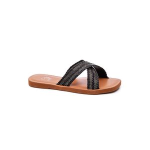 Chinelo Chá De Mel Rasteira Feminina Strass Trança Lc9003 Preto