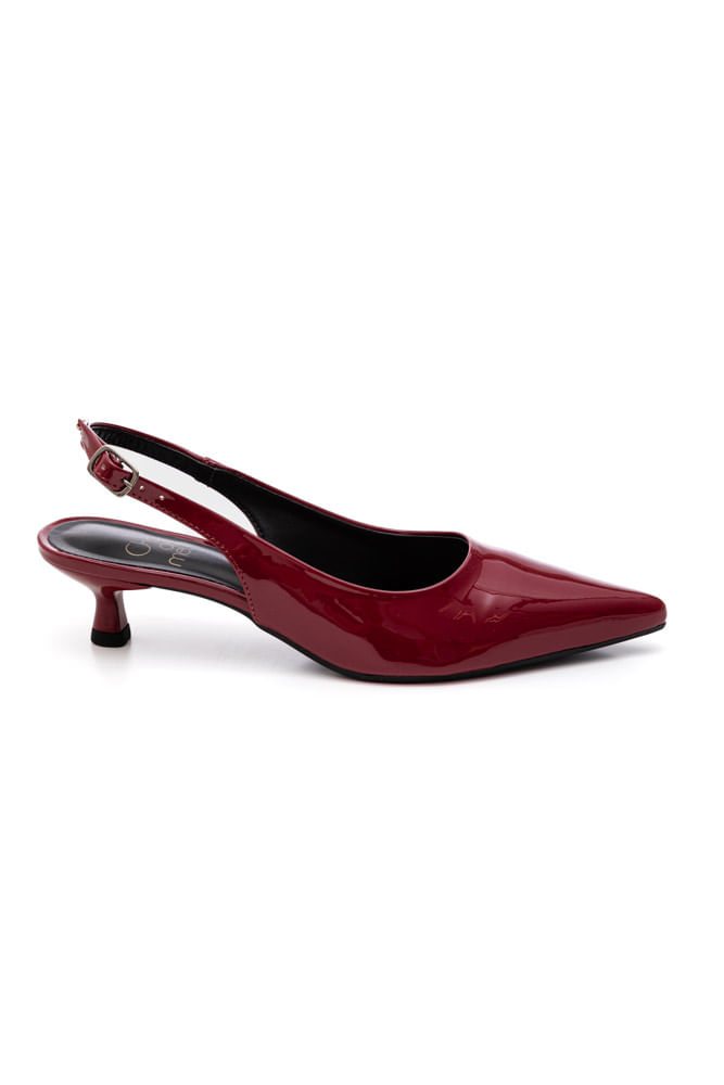 Sapato Chá De Mel Bico Fino Feminino Slingback Salto Alto 3871 Marsala