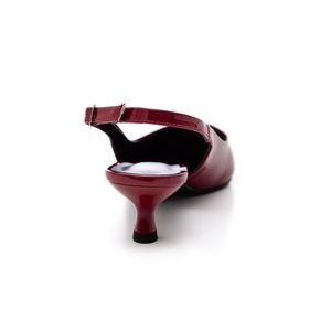 Sapato Chá De Mel Bico Fino Feminino Slingback Salto Alto 3871 Marsala