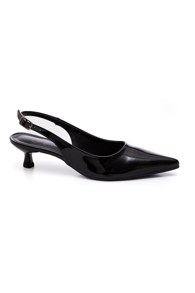 Sapato Chá De Mel Bico Fino Feminino Slingback Salto Alto 3871 Preto