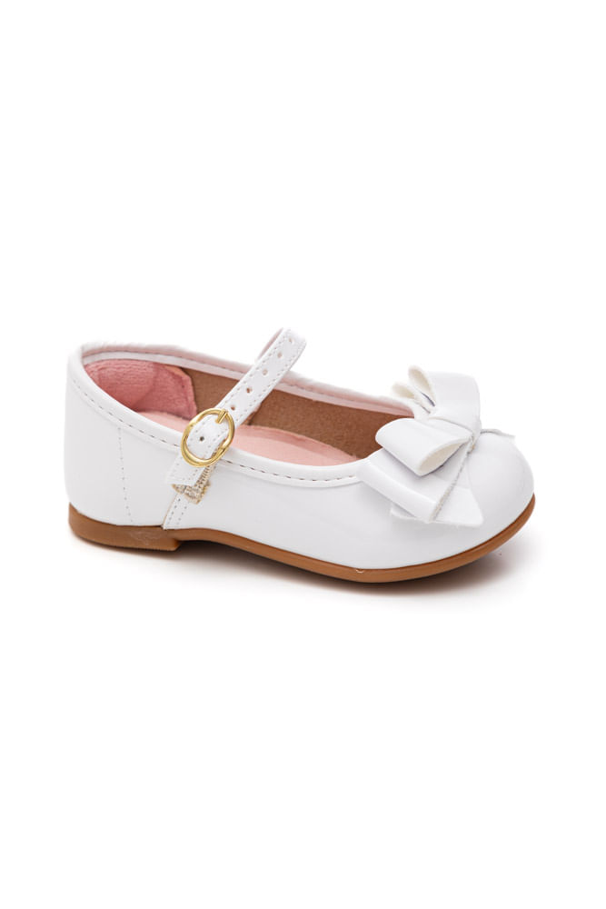 Sapatilha Molekinha Juvenil Menina Laço Baby Verniz 2106.104 Branco