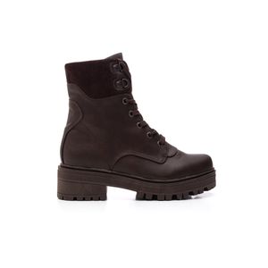 Bota Coturno Mooncity Cano Médio Feminina Cadarço 72225 Marrom