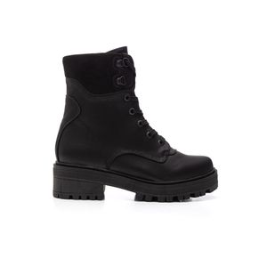 Bota Coturno Mooncity Cano Médio Feminina Cadarço 72225 Preto