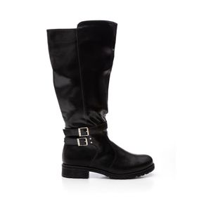 Bota  Mooncity Montaria Cano Alto Feminina Salto Baixo 72128 Preto