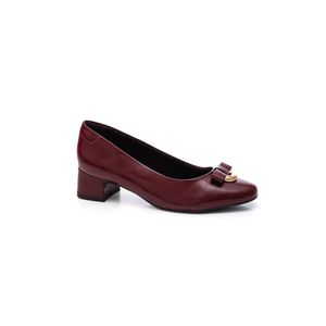 Sapato Comfortflex Salto Baixo Feminino Verniz 2598301-01 Vinho