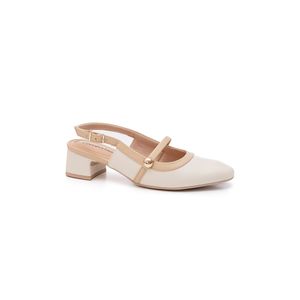 Sapato Comfortflex Salto Baixo Feminino Napa 2598332-02 Off-White