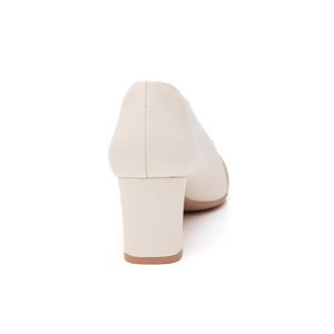 Scarpin Ramarim Salto Bloco  Feminino Chiffon 2516101-2 Off-White
