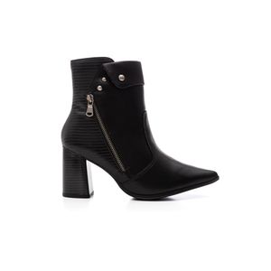 Bota Ramarim Cano Curto Feminina Bico Fino 2558131-01 Preto