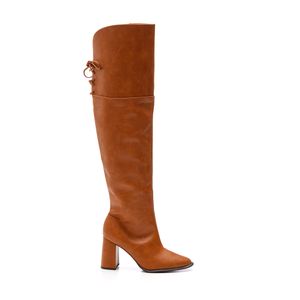 Bota Chá De Mel Over  The Knee Feminina Amarração Z5506.27906 Caramelo
