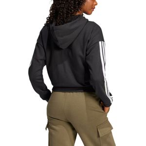 Moletinho Adidas Capuz Zíper Essentials Três Listras Je0052 Preto