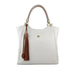 Bolsa Linea Bella Grande Feminina Rebecca Em Couro 5413 Off-White