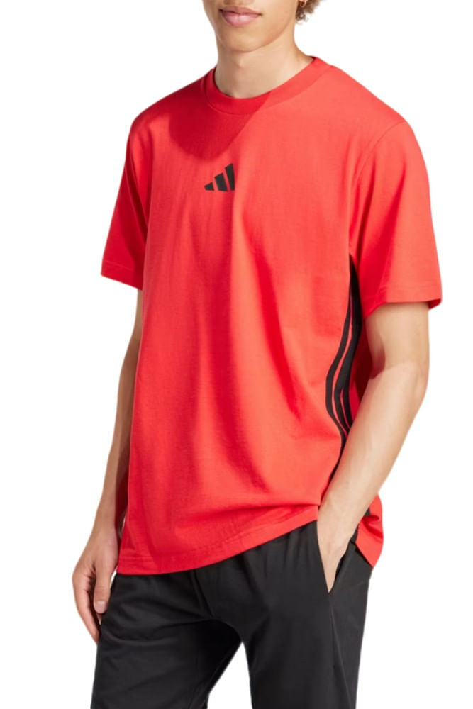 Camiseta-Adidas-Malha-Essentials-Tres-Listras-Je6386-Vermelho