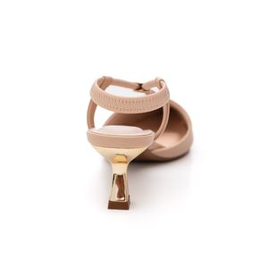 Sapato Bebecê Scarpin Feminino Salto Baixo Cromado T3814-334 Nude