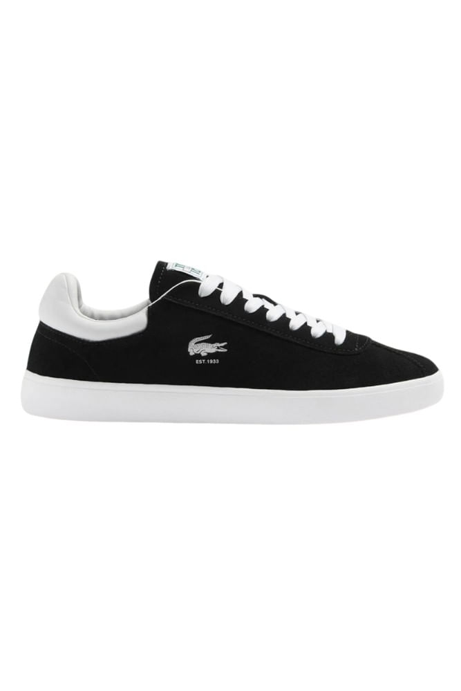 Tênis Lacoste Baseshot Masculino Em Camurça 46sma0065br312 Preto