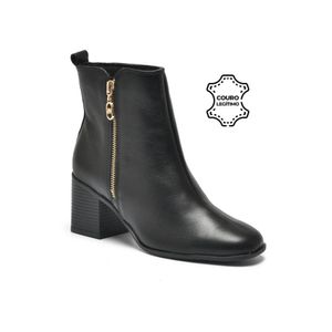 Bota Via Marte Social Cano Baixo Feminina Em Couro 224-003-0 Preto