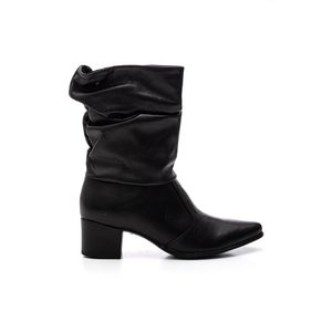 Bota Pegada Cano Médio Slouch Feminina Couro 280901-02 Preto
