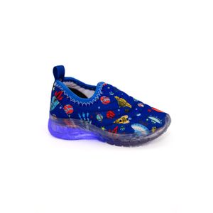 Tênis Crik Led Infantil Menino Sem Cadarço X14-Foguete Azul