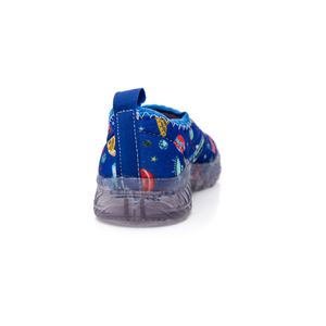 Tênis Crik Led Infantil Menino Sem Cadarço X14-Foguete Azul