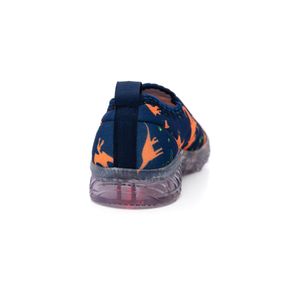Tênis Crik Led Infantil Menino Sem Cadarço X14-Dino Laranja Azul