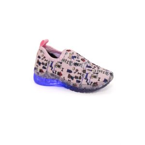 Tênis Crik Led Infantil Menina Sem Cadarço X14-Cachorro Rosa Claro