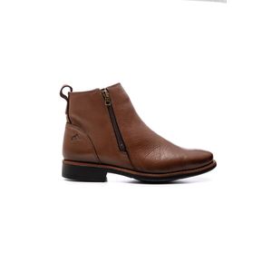 Bota Amarok Botina Masculina Com Zíper Em Couro 4049 Castanho