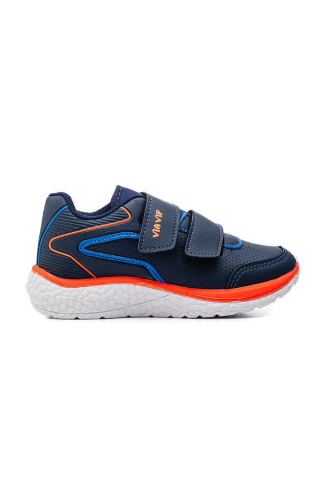 Tênis Via Vip Velcro Infantil Menino Napa Vv9528m Marinho
