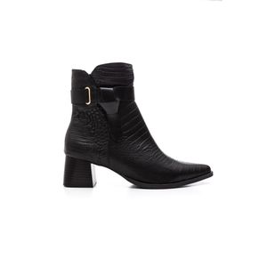 Bota Dina Mirtz Em Couro Feminina Cano Baixo Croco 21.612 Preto
