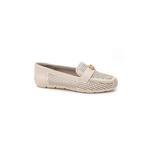 Sapato Comfortflex Mocassim Feminino Couro 2561332-01 Off-White
