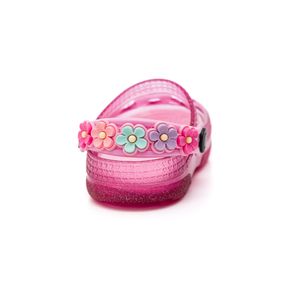 Sandalia Luelua Galocha Infantil Menina Florzinhas 158003-837 Rosa