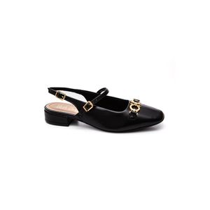 Sapato Sua Cia Salto Baixo Slingback Feminino Verniz  8377.1595 Preto