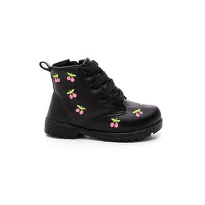 Bota Pequito Coturno Infantil Menina Cereja 72.104-01 Preto