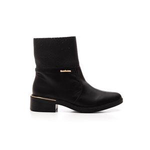 Bota Comfortflex Cano Curto Feminina Couro 2569302-01 Preto