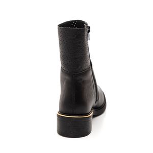 Bota Comfortflex Cano Curto Feminina Couro 2569302-01 Preto