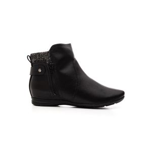 Bota Comfortflex Cano Curto Rasteira Feminina Zíper Lateral 2591301 Preto