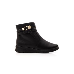 Bota Comfortflex Cano Curto Rasteira Feminina Zíper Lateral 2592302-07 Preto