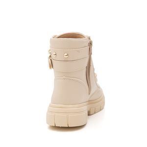 Bota Doce Pé Coturno Juvenil Menina Cadarço 36032-182 Off-White