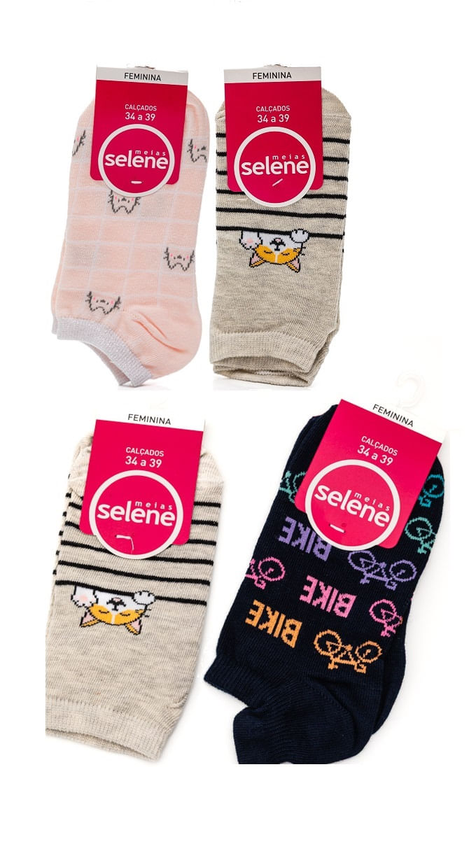 Meia Selene Cano Baixo Feminina Estampada 7060.001.5505 Multicolorido
