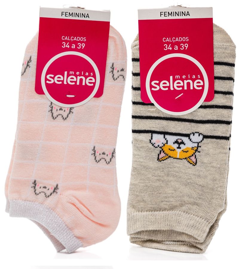 Meia-Selene-Cano-Baixo-Feminina-Estampada-7060.001.5505-Multicolorido