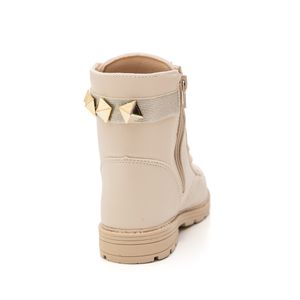 Bota Doce Pé Coturno Juvenil Menina Zíper 38013-182 Off-White