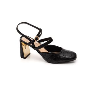 Sapato Ramarim Salto Alto Feminino Croco 2518104-01 Preto