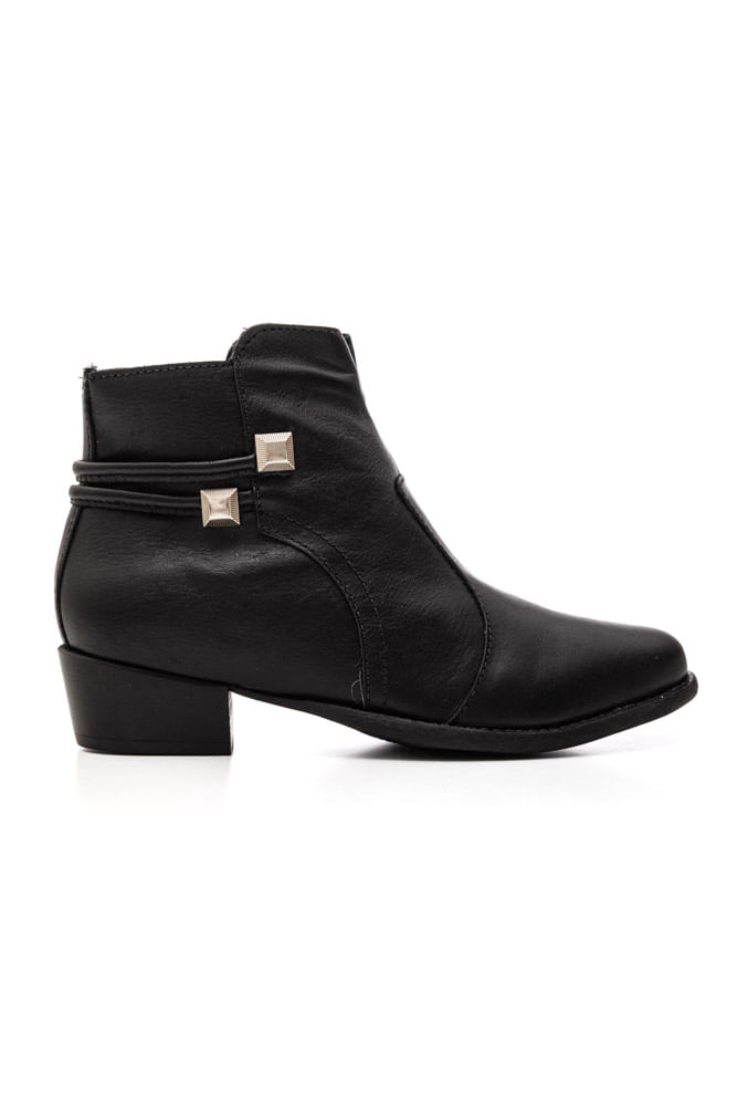Bota Andacco Salto Baixo Feminina Em Couro Dallas 4638-52 Preto